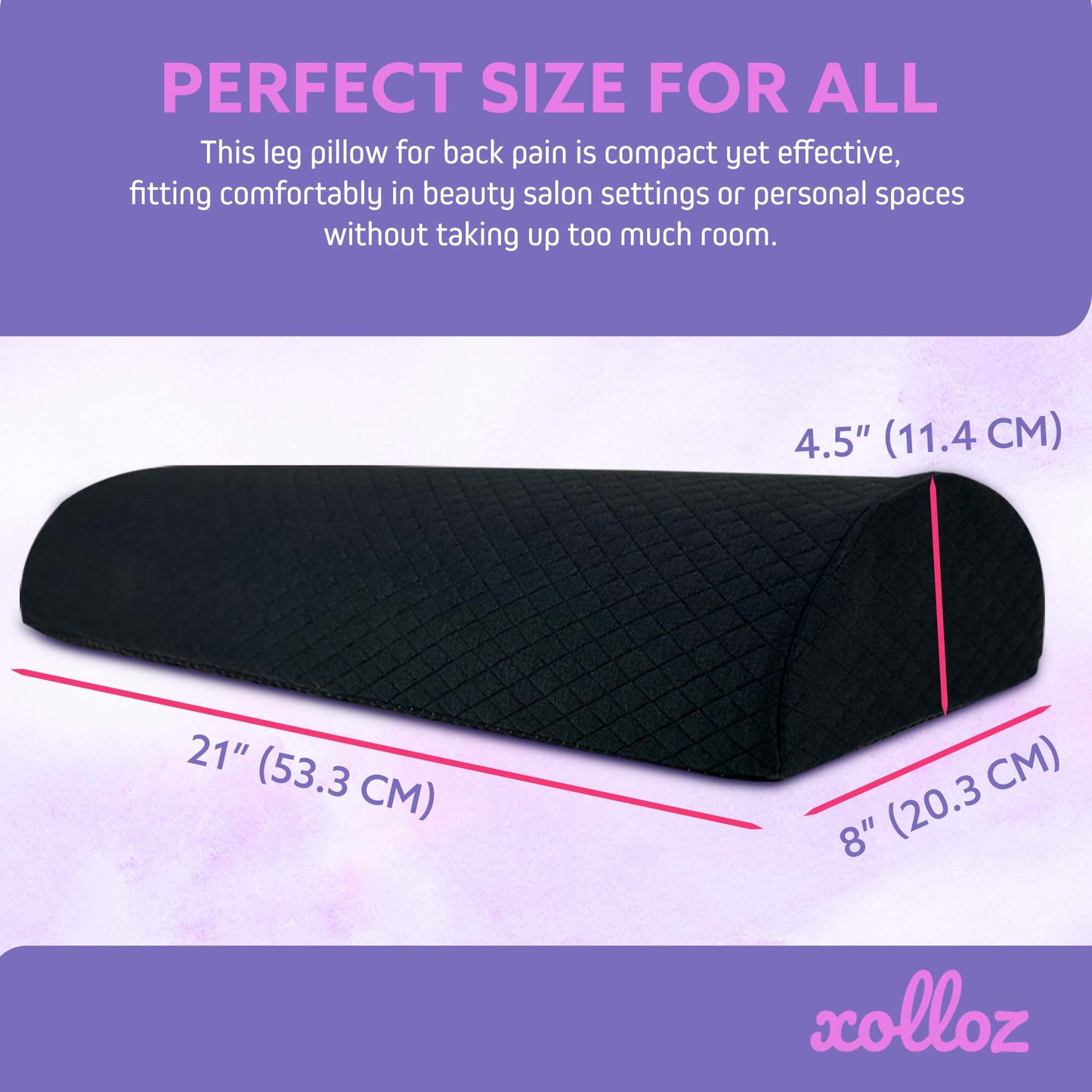 XOLLOZ Knee Support for Back Sleeping, Leg Support with Anti-Slip Bottom, Bolster for Legs, Premium Knee Wedge, Under Leg Support for Back Pain Relief, Ideal for Massage Table & Home, Black