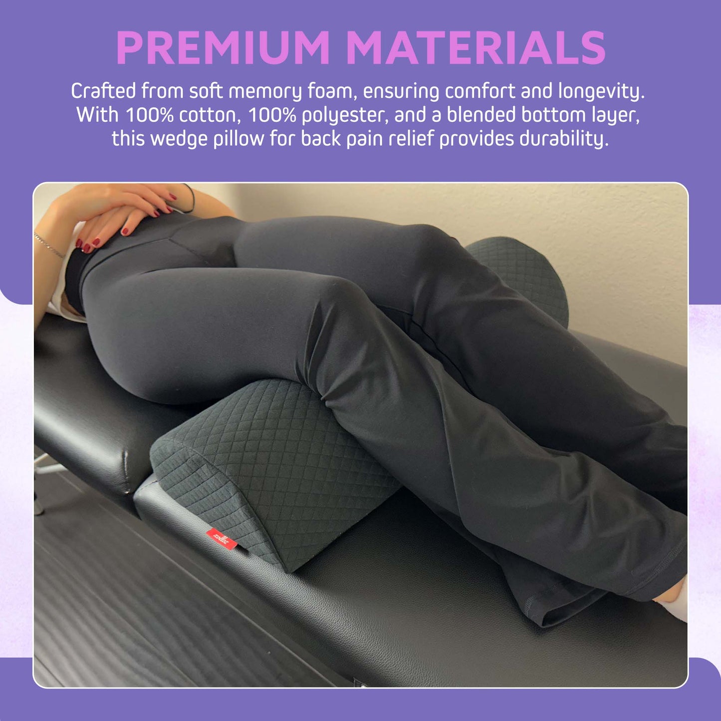 XOLLOZ Knee Support for Back Sleeping, Leg Support with Anti-Slip Bottom, Bolster for Legs, Premium Knee Wedge, Under Leg Support for Back Pain Relief, Ideal for Massage Table & Home, Black