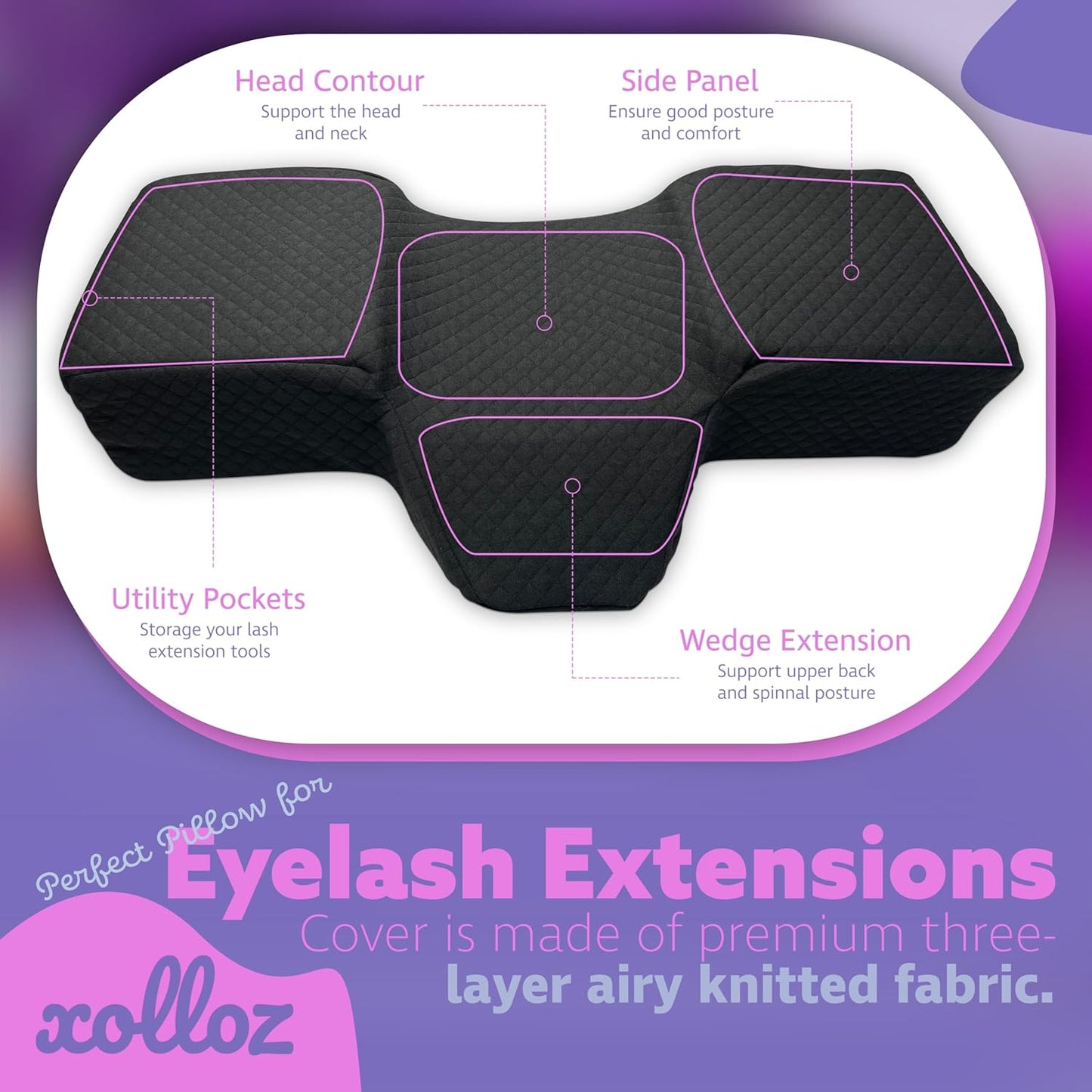 Memory Foam Pillow With Neck Support Wedge For Lash Artists And Esthetician
