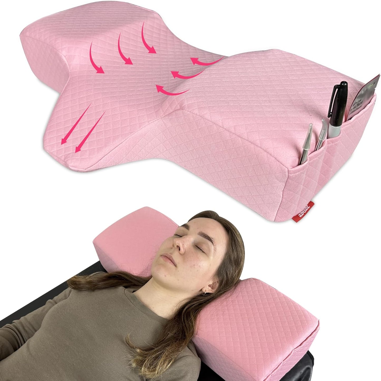 Memory Foam Pillow With Neck Support Wedge For Lash Artists And Esthetician