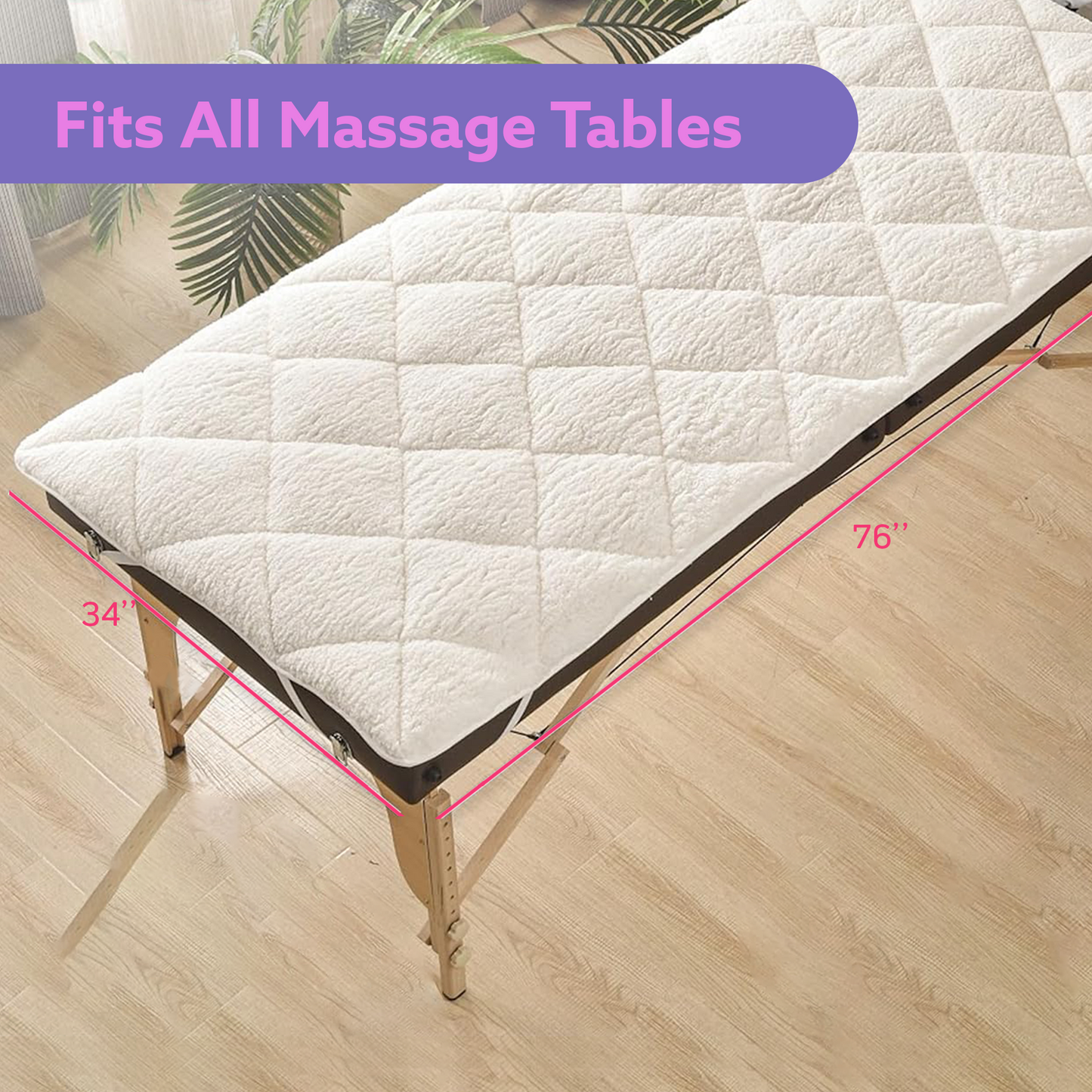 XOLLOZ Double-Sided Massage Table Warmer Heating Pad, Premium Heated Massage Pad with Fleece & Microfiber, Massage Table Heating Pad, Massage Table Blanket, Ideal Massage Therapy Supplies, White