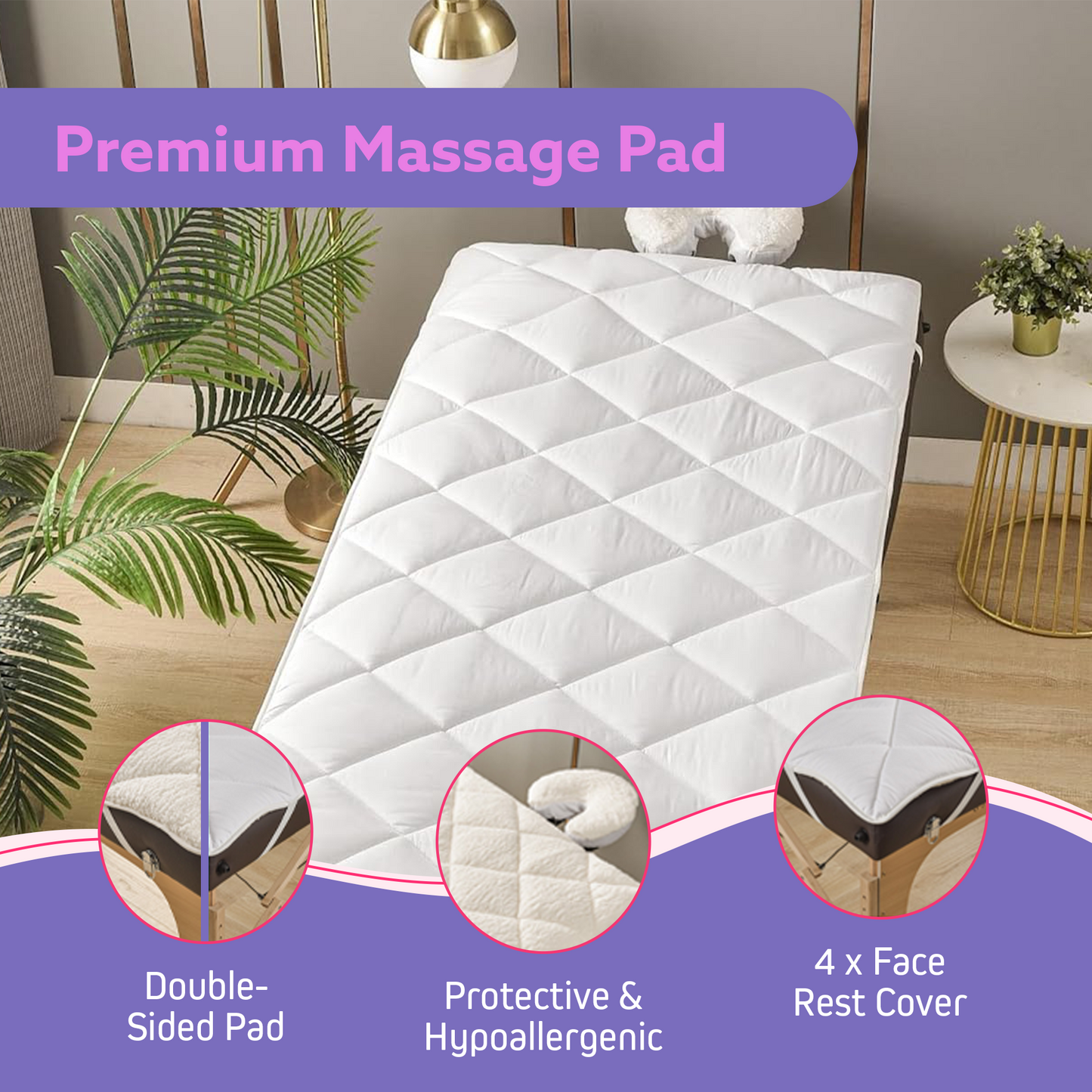 XOLLOZ Double-Sided Massage Table Warmer Heating Pad, Premium Heated Massage Pad with Fleece & Microfiber, Massage Table Heating Pad, Massage Table Blanket, Ideal Massage Therapy Supplies, White