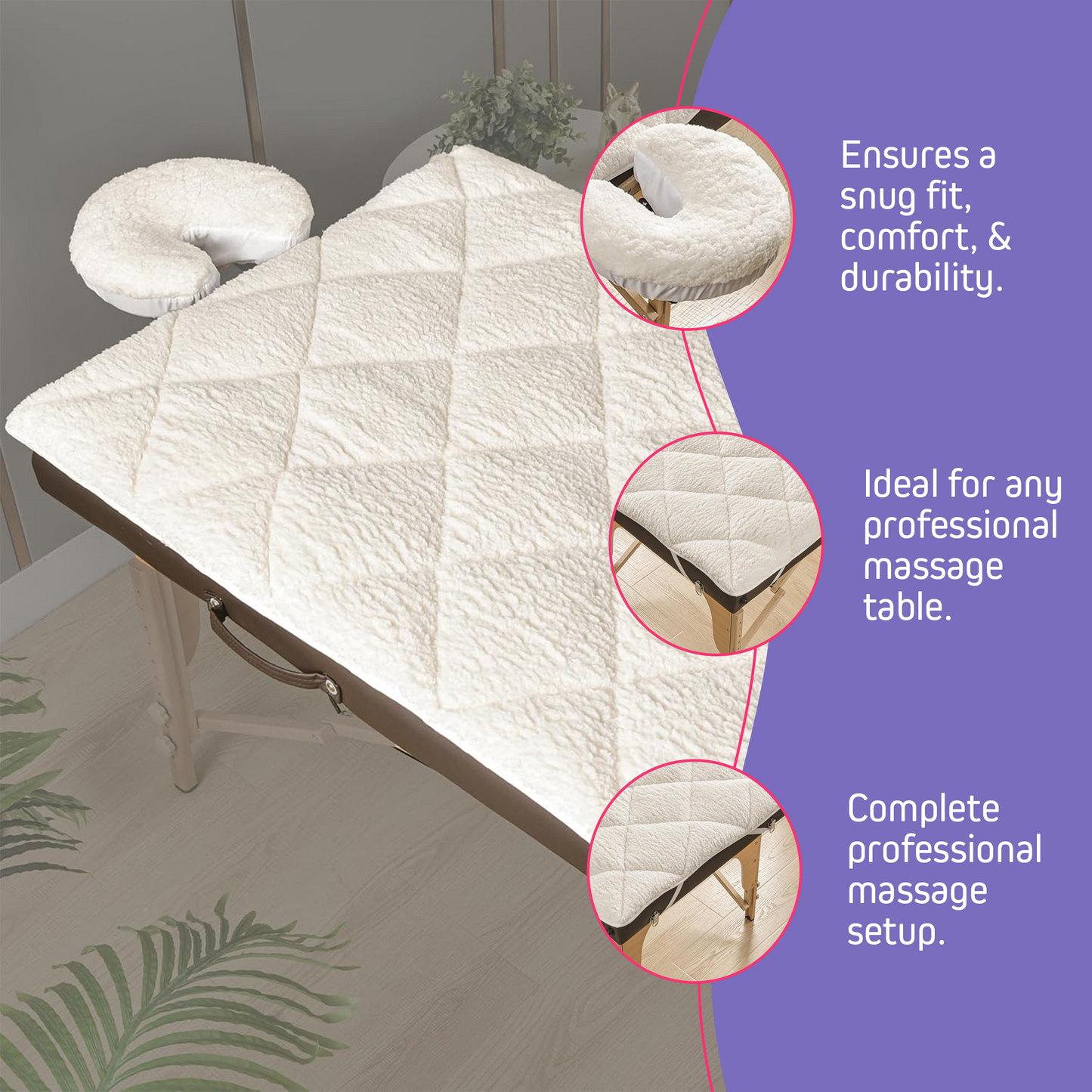 XOLLOZ Double-Sided Massage Table Warmer Heating Pad, Premium Heated Massage Pad with Fleece & Microfiber, Massage Table Heating Pad, Massage Table Blanket, Ideal Massage Therapy Supplies, White