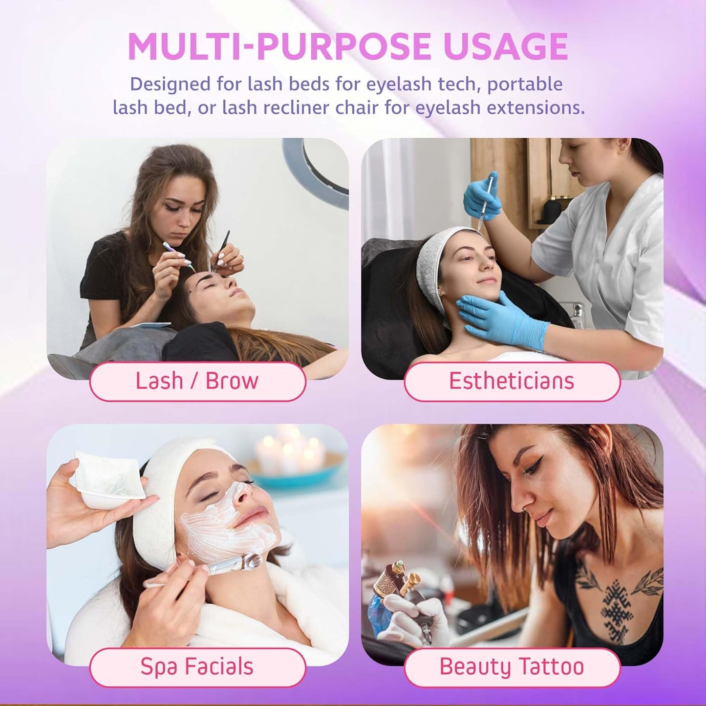 Lash Pillow for Eyelash Extensions - Curved Memory Foam Bed Pillow, Ergonomic Head Rest with Neck Support, Side Pockets for Tools, Fits Lash Beds for Tech, Black