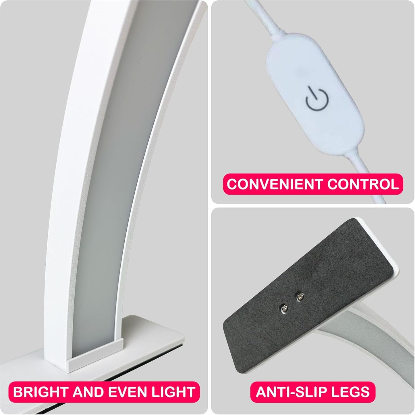 Half-Moon Nail Desk Lamp for Professionals - 3360 Lumen