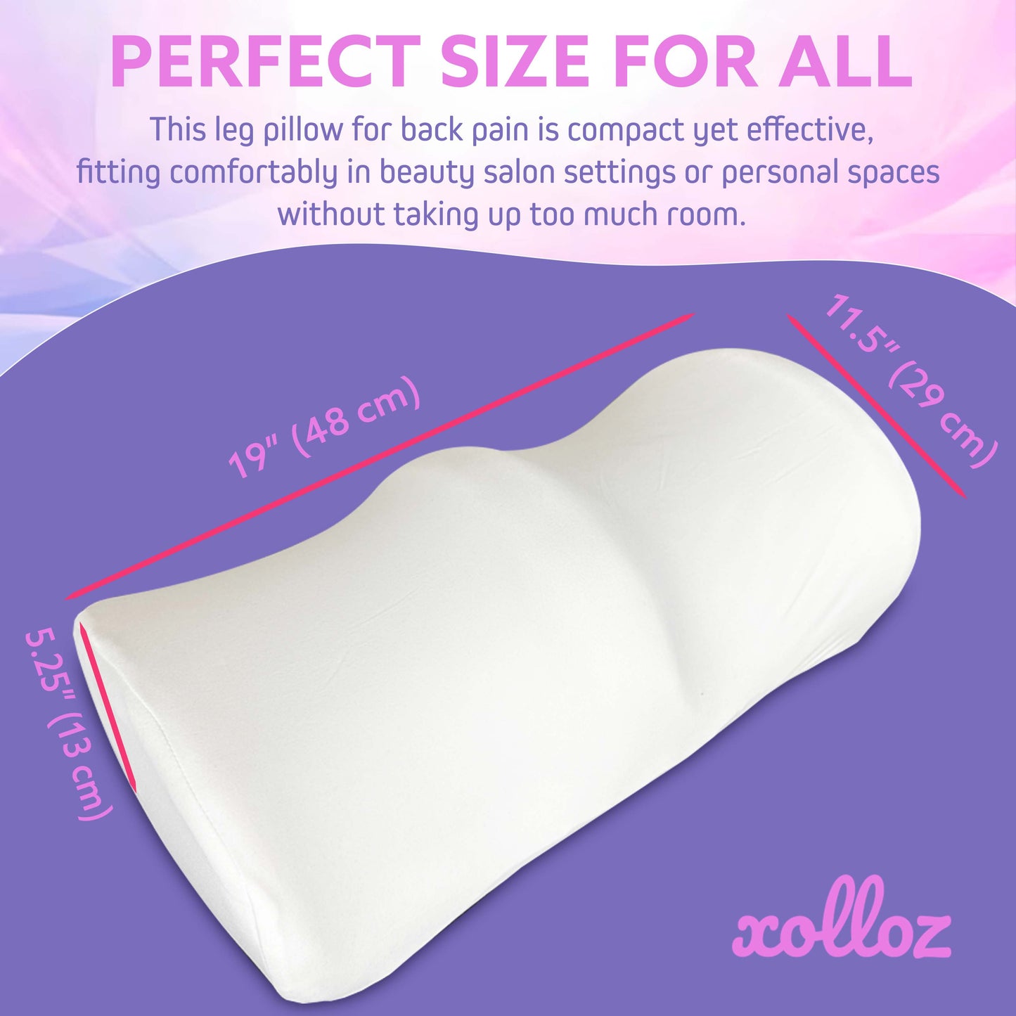 XOLLOZ Premium Memory Foam Knee Pillow for Back Sleepers – Leg Support Wedge, Bolster Pillow for Under Leg & Back Pain Relief – Ideal for Home & Salon (white)