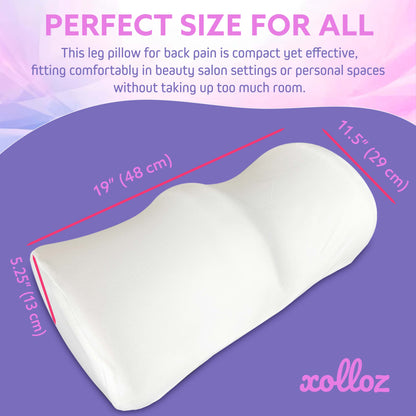 XOLLOZ Premium Memory Foam Knee Pillow for Back Sleepers – Leg Support Wedge, Bolster Pillow for Under Leg & Back Pain Relief – Ideal for Home & Salon (white)