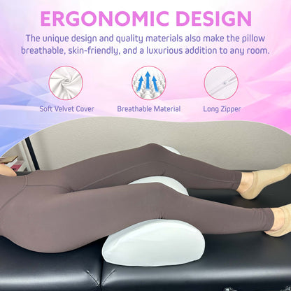 XOLLOZ Premium Memory Foam Knee Pillow for Back Sleepers – Leg Support Wedge, Bolster Pillow for Under Leg & Back Pain Relief – Ideal for Home & Salon (white)