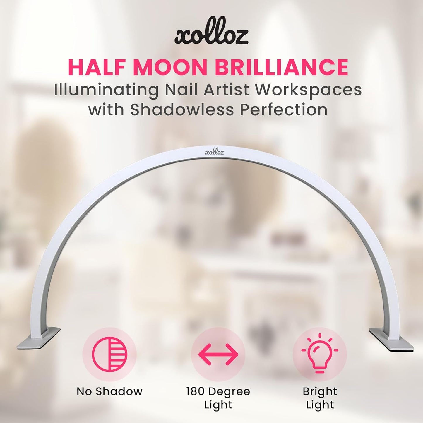 Half-Moon Nail Desk Lamp for Professionals - 3360 Lumen