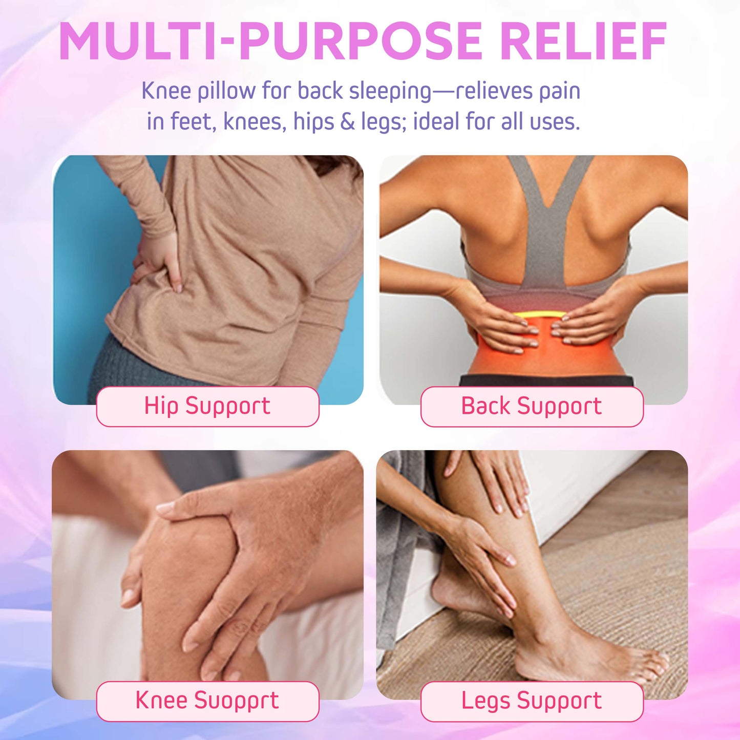 XOLLOZ Premium Memory Foam Knee Pillow for Back Sleepers – Leg Support Wedge, Bolster Pillow for Under Leg & Back Pain Relief – Ideal for Home & Salon (white)