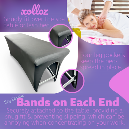 XOLLOZ Lash Bed Cover – Spandex Table Covers 6ft, Stretch Table Cloths for 6 Ft Tables, Massage Bed Cover, 6ft Table Cover Fitted, Perfect for Lash Extension Bed, Massage Table, and Spa Use