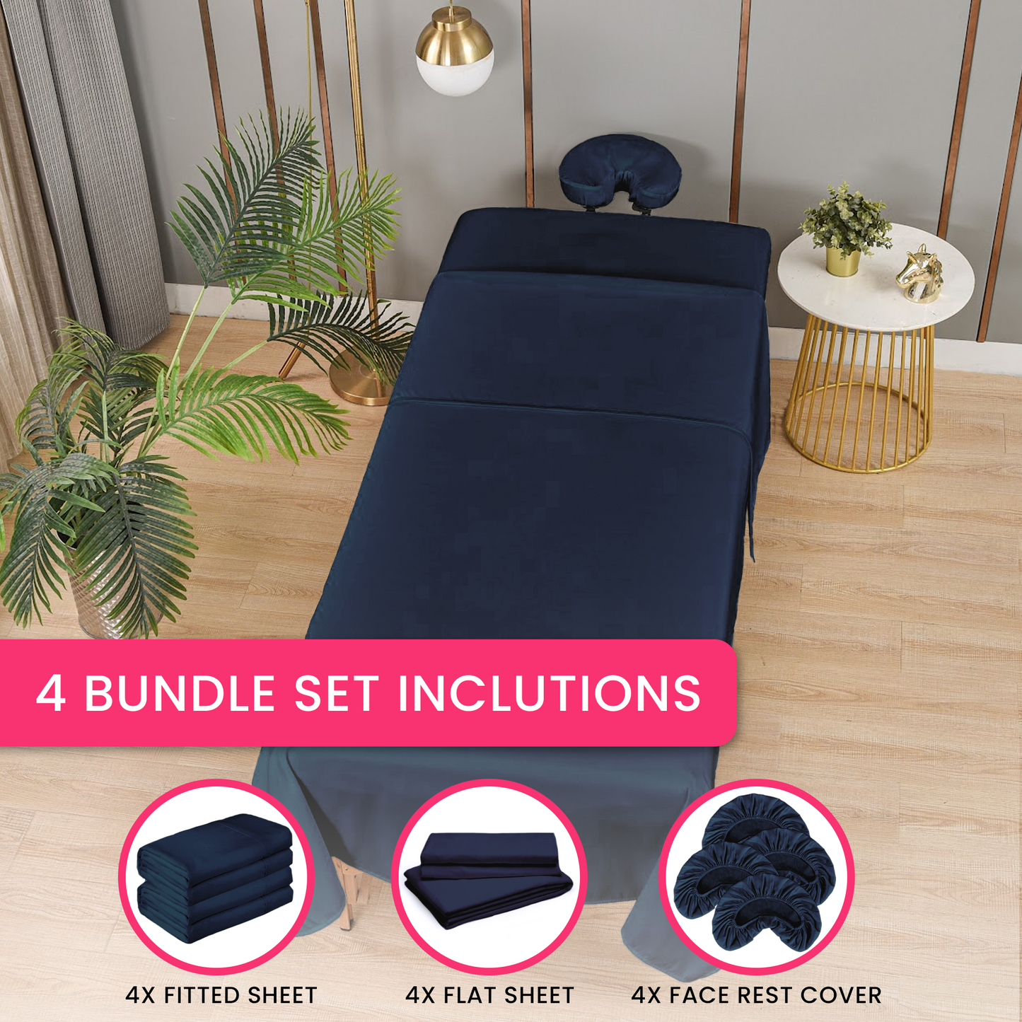 Massage Sheets 4 Set Bundle - 120GSM Double Brushed Premium Microfiber