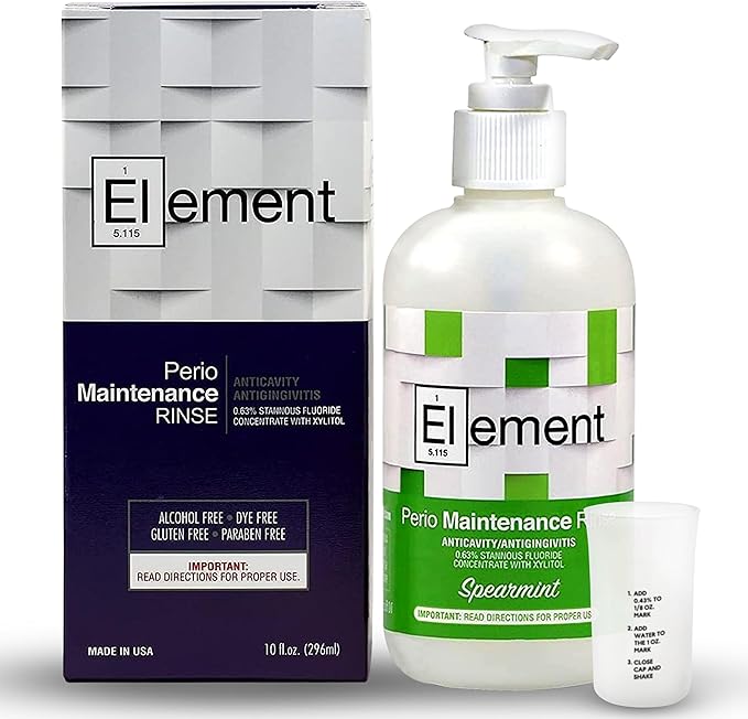 Stannous Fluoride Mouthwash - 10 Fl. Oz. 0.63% Antimicrobial Perio Rinse - Alcohol Free, Dye Free, Paraben Free - Refreshing