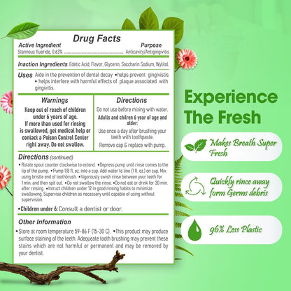 Stannous Fluoride Mouthwash - 10 Fl. Oz. 0.63% Antimicrobial Perio Rinse - Alcohol Free, Dye Free, Paraben Free - Refreshing