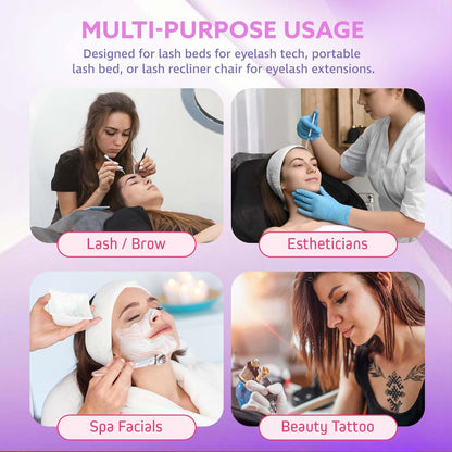 Lash Pillow for Eyelash Extensions - Curved Memory Foam Bed Pillow, Ergonomic Head Rest with Neck Support, Side Pockets for Tools, Fits Lash Beds for Tech, Black