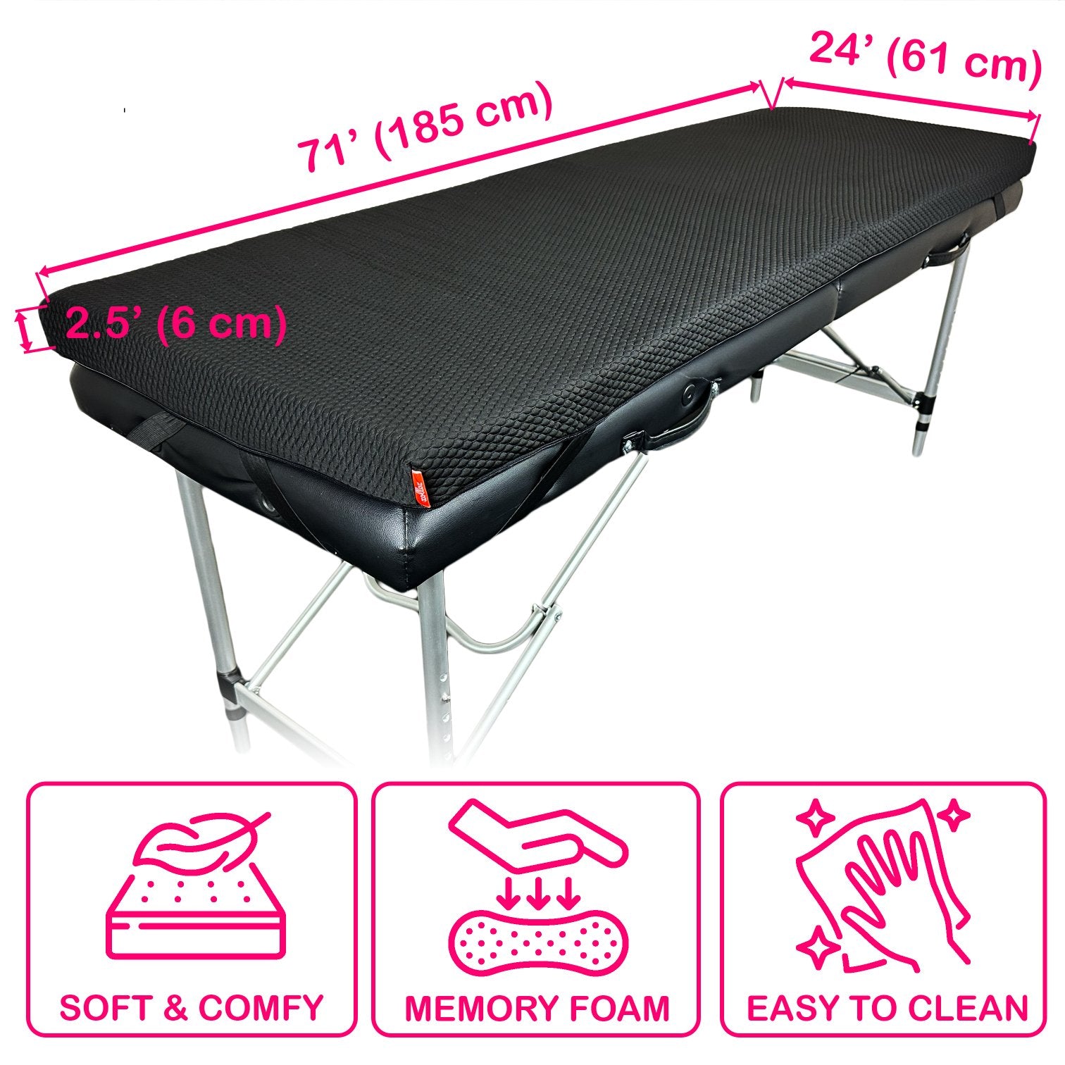 HOMBYS Memory Foam Massage Bed Mattress Topper with Removable Cover,  Massage Table Mattress Topper with Elastic Bands, Non-Slip Lash Bed Cushion  Only
